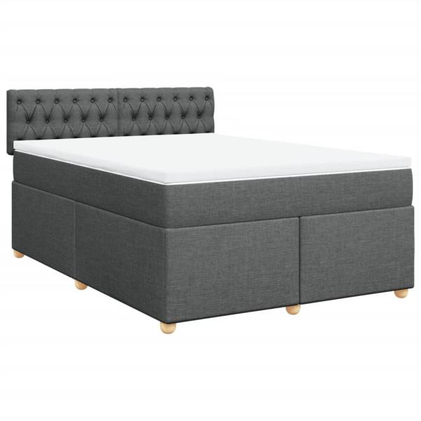 ARDEBO.de - Boxspringbett mit Matratze Dunkelgrau 160x200 cm Stoff