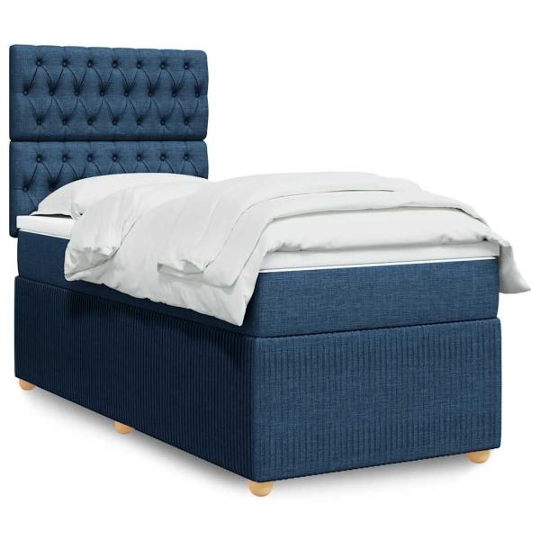 ARDEBO.de - Boxspringbett mit Matratze Blau 90x190 cm Stoff
