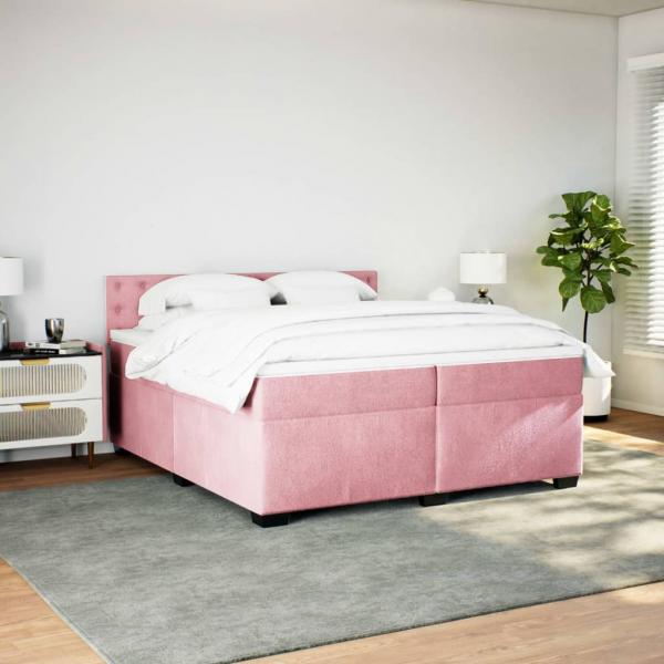 ARDEBO.de - Boxspringbett mit Matratze Rosa 200x200 cm Samt