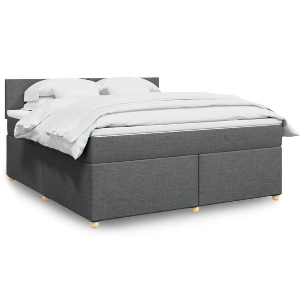 ARDEBO.de - Boxspringbett mit Matratze Dunkelgrau 180x200 cm Stoff