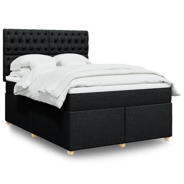 ARDEBO.de - Boxspringbett mit Matratze Schwarz 140x200 cm Stoff