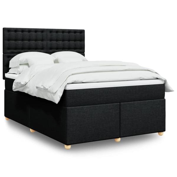 ARDEBO.de - Boxspringbett mit Matratze Schwarz 140x200 cm Stoff