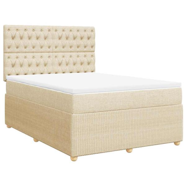ARDEBO.de - Boxspringbett mit Matratze Creme 140x200 cm Stoff