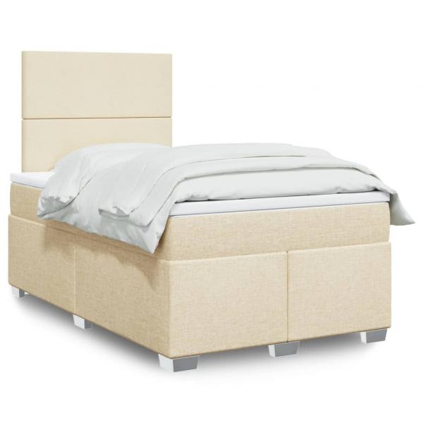 ARDEBO.de - Boxspringbett mit Matratze Creme 120x200 cm Stoff