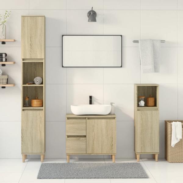ARDEBO.de - 3-tlg. Badmöbel-Set Sonoma-Eiche Holzwerkstoff