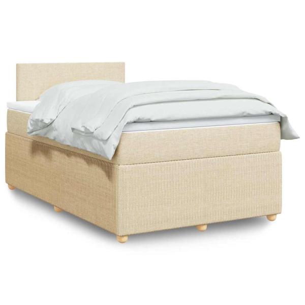 ARDEBO.de - Boxspringbett mit Matratze Creme 120x200 cm Stoff