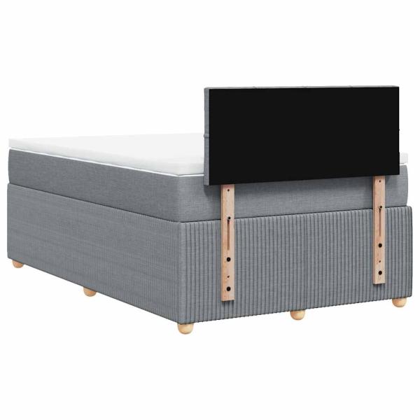 Boxspringbett mit Matratze Hellgrau 120x200 cm Stoff