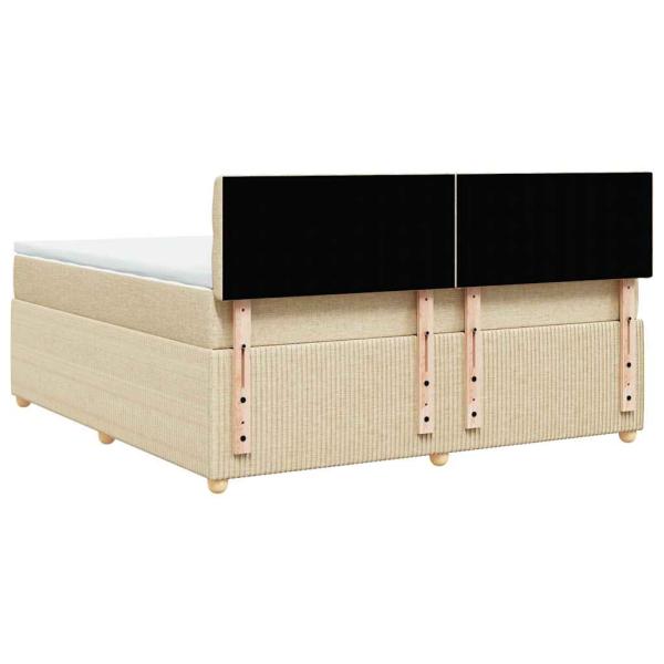 ARDEBO.de - Boxspringbett mit Matratze Creme 180x200 cm Stoff