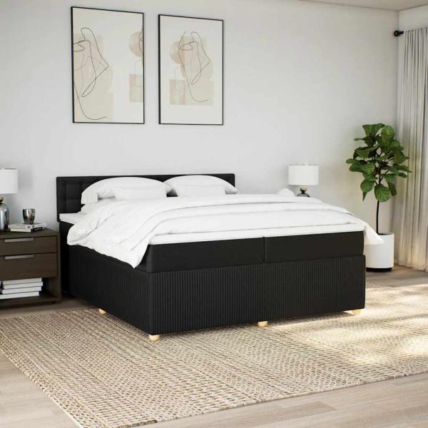 Boxspringbett mit Matratze Schwarz 200x200 cm Stoff