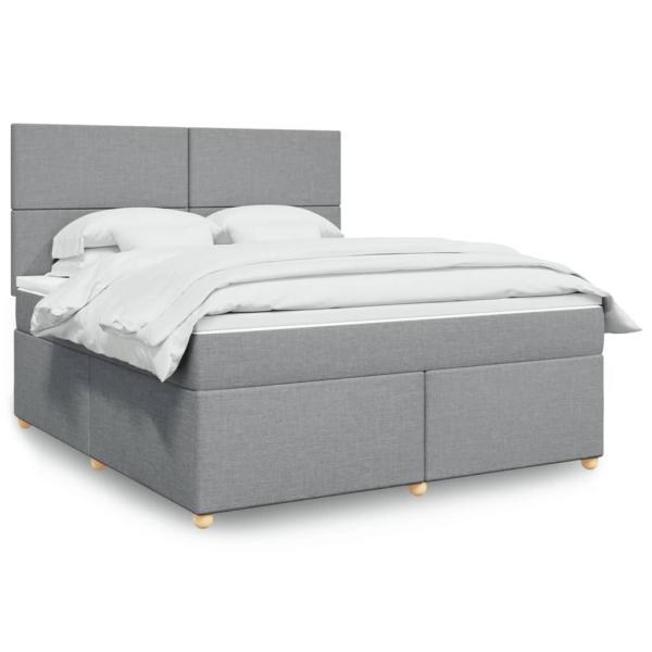 ARDEBO.de - Boxspringbett mit Matratze Hellgrau 180x200 cm Stoff