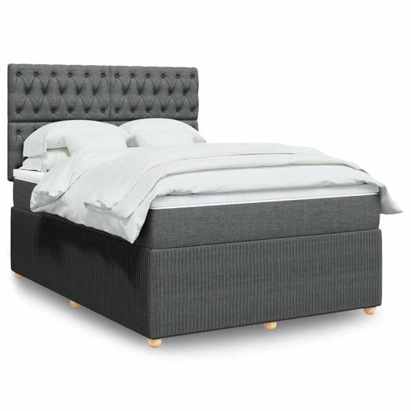ARDEBO.de - Boxspringbett mit Matratze Dunkelgrau 160x200 cm Stoff