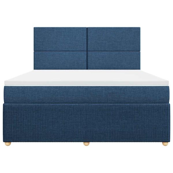 Boxspringbett mit Matratze Blau 180x200 cm Stoff