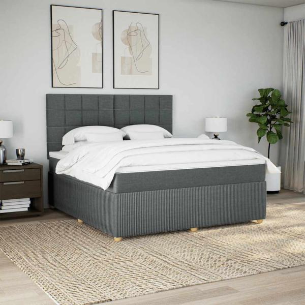 ARDEBO.de - Boxspringbett mit Matratze Dunkelgrau 180x200 cm Stoff