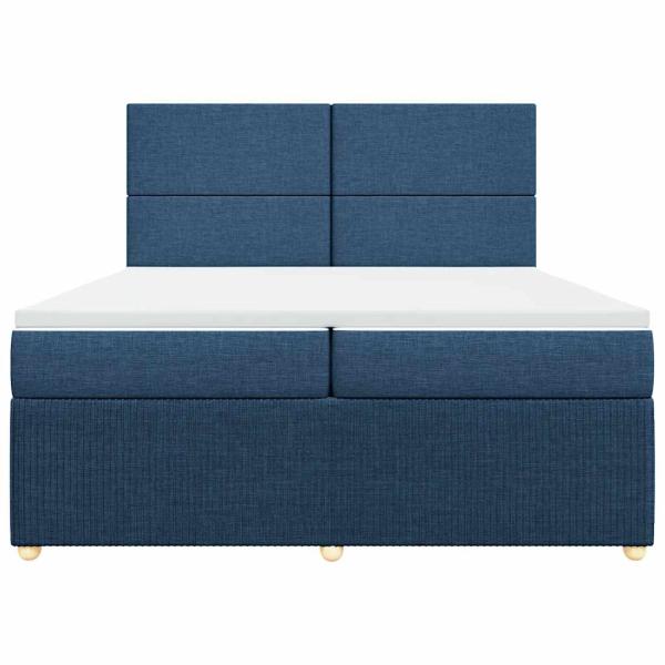 Boxspringbett mit Matratze Blau 200x200 cm Stoff