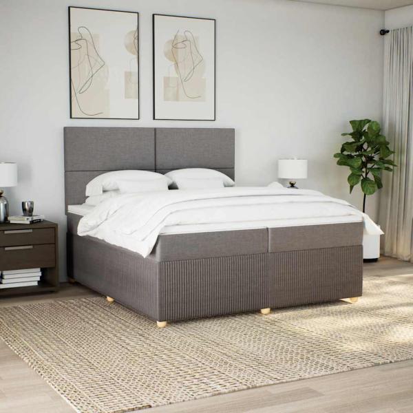 ARDEBO.de - Boxspringbett mit Matratze Taupe 200x200 cm Stoff