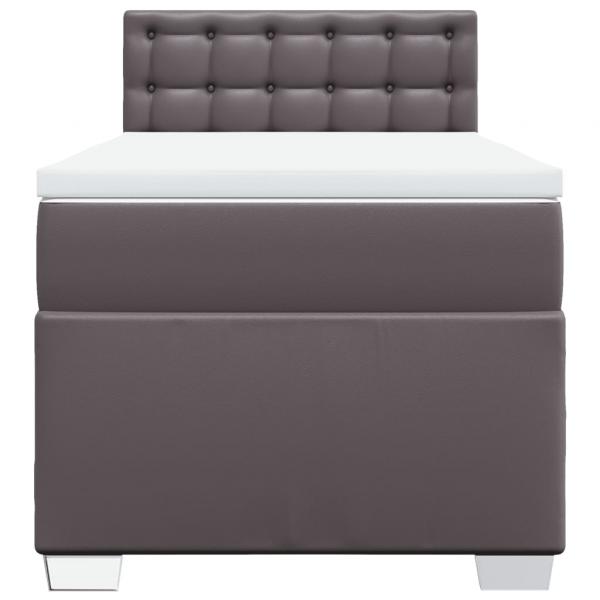 Boxspringbett mit Matratze Grau 80x200 cm Kunstleder