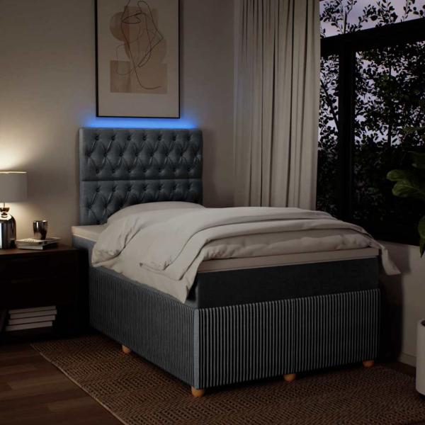 Boxspringbett mit Matratze Hellgrau 120x200 cm Stoff