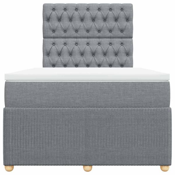 Boxspringbett mit Matratze Hellgrau 120x200 cm Stoff