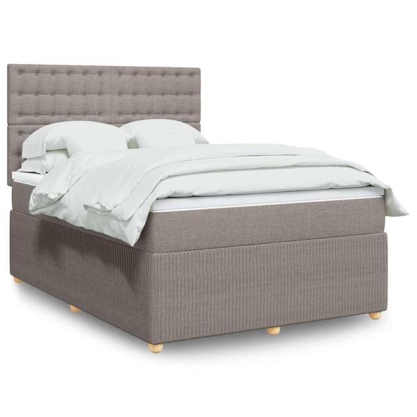 ARDEBO.de - Boxspringbett mit Matratze Taupe 140x200 cm Stoff