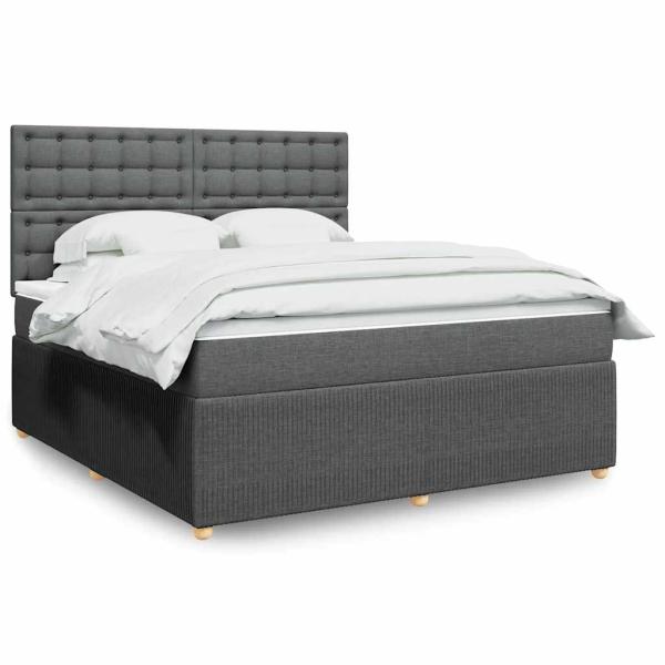 ARDEBO.de - Boxspringbett mit Matratze Dunkelgrau 180x200 cm Stoff