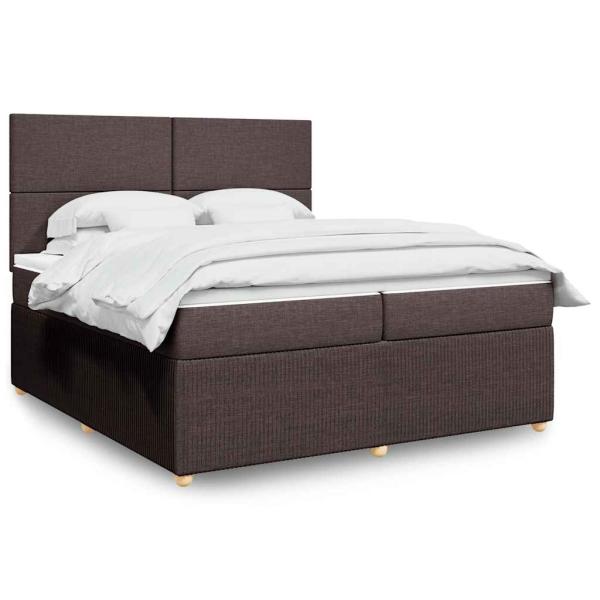 ARDEBO.de - Boxspringbett mit Matratze Dunkelbraun 200x200 cm Stoff
