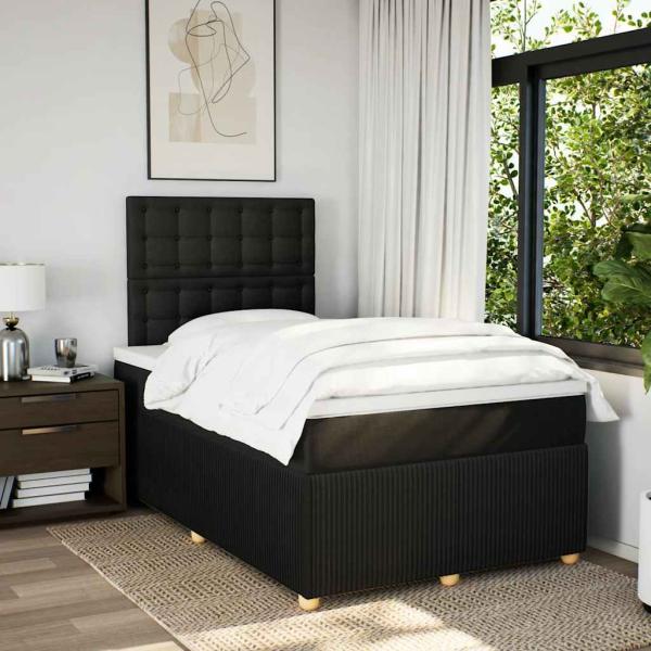 Boxspringbett mit Matratze Schwarz 120x200 cm Stoff