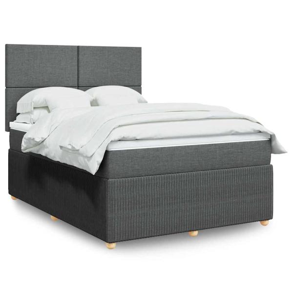 ARDEBO.de - Boxspringbett mit Matratze Dunkelgrau 140x190 cm Stoff