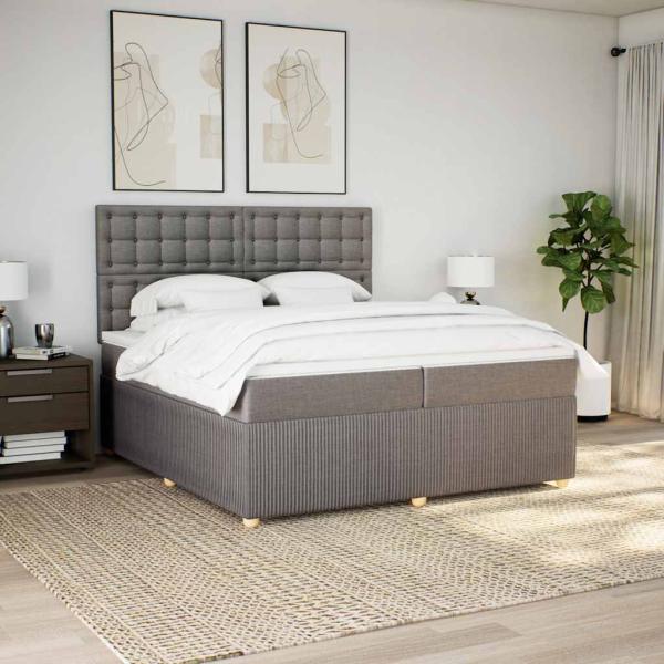 ARDEBO.de - Boxspringbett mit Matratze Taupe 200x200 cm Stoff