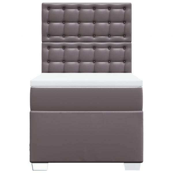 Boxspringbett mit Matratze Grau 80x200 cm Kunstleder