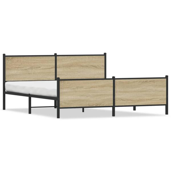 Metallbett ohne Matratze Sonoma-Eiche 183x213 cm