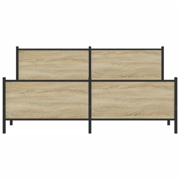 Metallbett ohne Matratze Sonoma-Eiche 200x200 cm