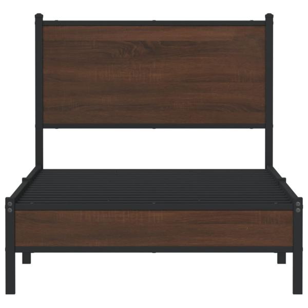 Metallbett ohne Matratze Braun Eichen-Optik 80x200 cm