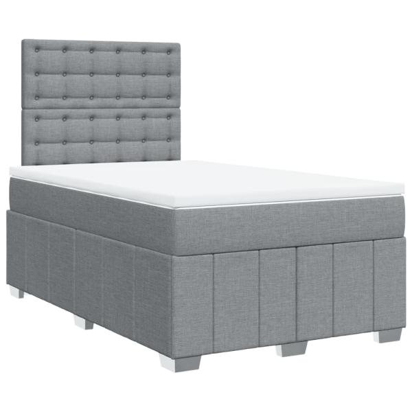 Boxspringbett mit Matratze Hellgrau 120x200 cm Stoff