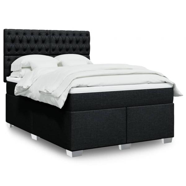 ARDEBO.de - Boxspringbett mit Matratze Schwarz 140x200 cm Stoff