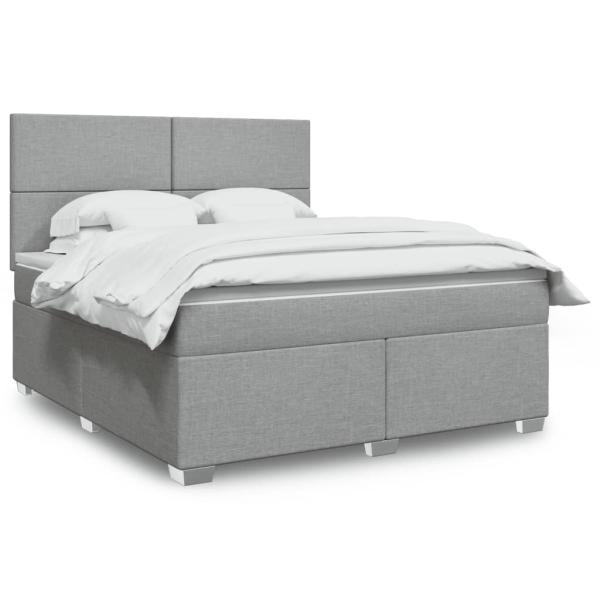ARDEBO.de - Boxspringbett mit Matratze Hellgrau 180x200 cm Stoff