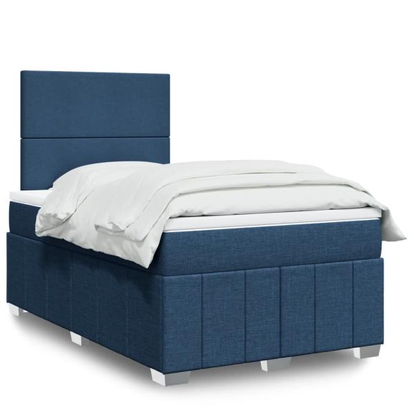 ARDEBO.de - Boxspringbett mit Matratze Blau 120x200 cm Stoff