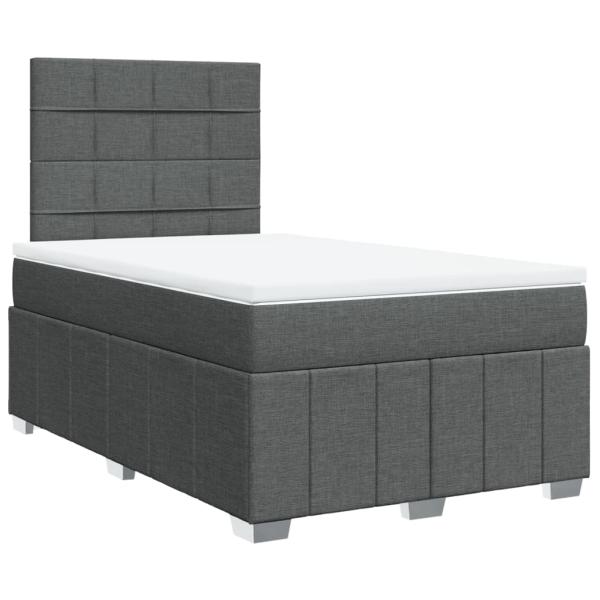 ARDEBO.de - Boxspringbett mit Matratze Dunkelgrau 120x200 cm Stoff