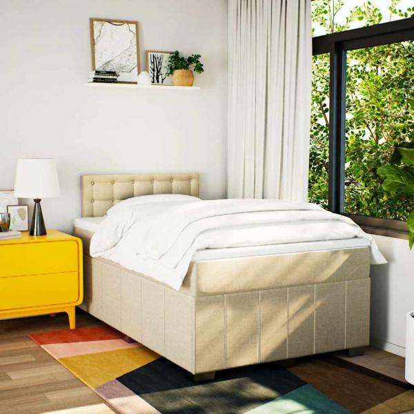 Boxspringbett mit Matratze Creme 120x200 cm Stoff