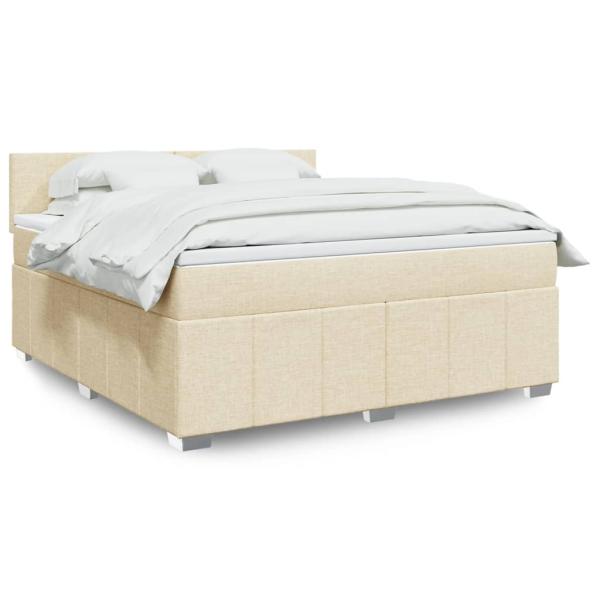 ARDEBO.de - Boxspringbett mit Matratze Creme 180x200 cm Stoff