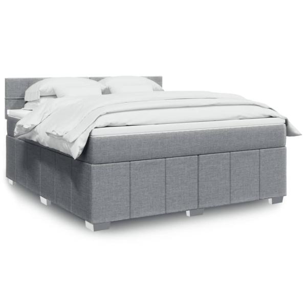 ARDEBO.de - Boxspringbett mit Matratze Hellgrau 180x200 cm Stoff