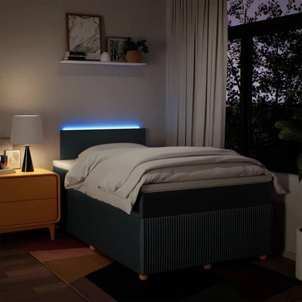 Boxspringbett mit Matratze Blau 120x200 cm Stoff
