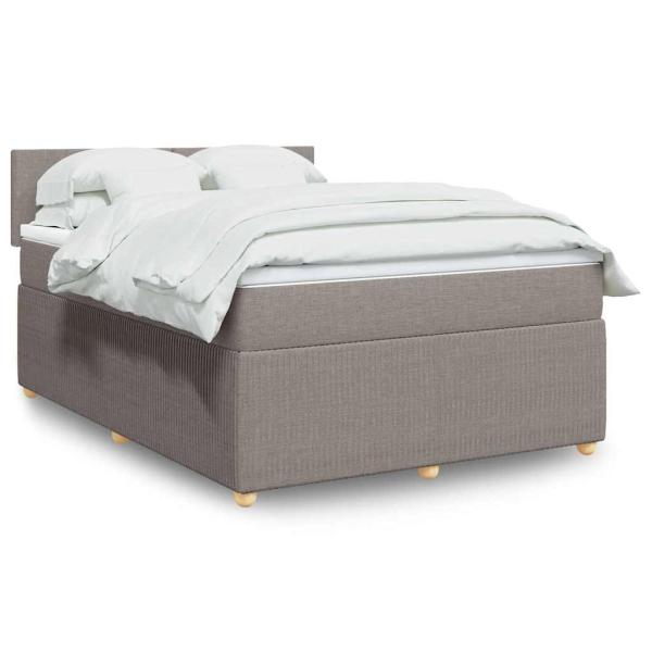 ARDEBO.de - Boxspringbett mit Matratze Taupe 140x190 cm Stoff