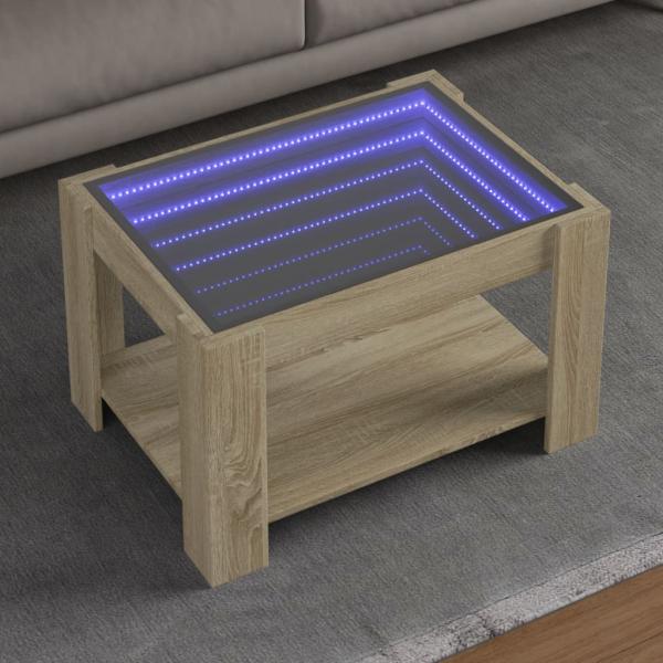 ARDEBO.de - LED-Couchtisch Sonoma Eiche 73x53x45 cm Holzwerkstoff