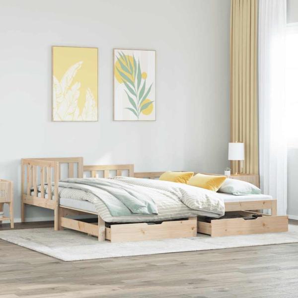 ARDEBO.de - Tagesbett Ausziehbar mit Schubladen ohne Matratze 90x200 cm