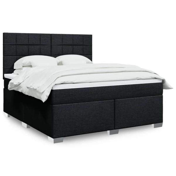 ARDEBO.de - Boxspringbett mit Matratze Schwarz 180x200 cm Stoff