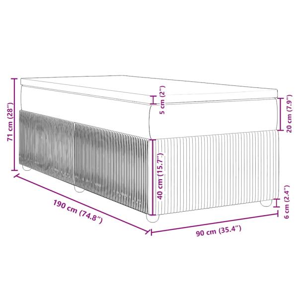 Boxspringbett mit Matratze Dunkelblau 90x190 cm Samt