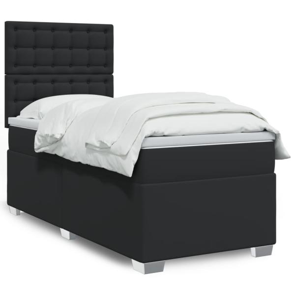 ARDEBO.de - Boxspringbett mit Matratze Schwarz 90x190 cm Kunstleder