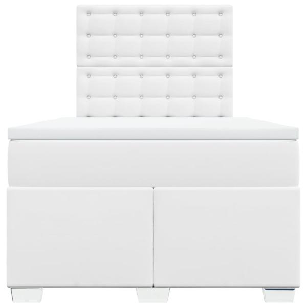 Boxspringbett mit Matratze Weiß 120x190 cm Kunstleder