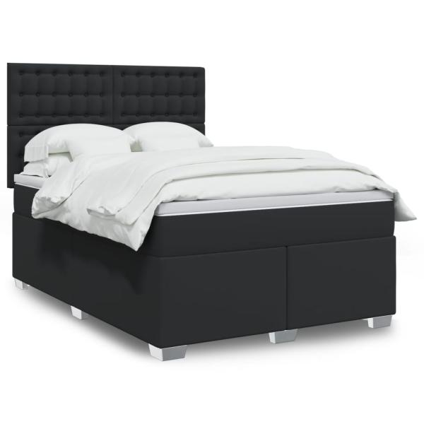 ARDEBO.de - Boxspringbett mit Matratze Schwarz 140x200 cm Kunstleder
