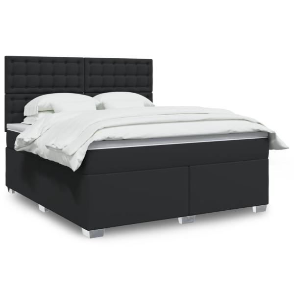 ARDEBO.de - Boxspringbett mit Matratze Schwarz 180x200 cm Kunstleder